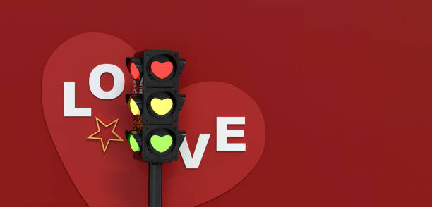 istock Love-Themed Traffic Light with Hearts and Gift Boxes. 3D Illustration 2191289665
