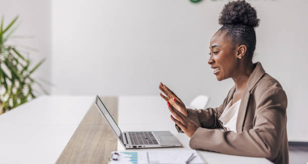 istock A self-confident businesswoman holds an online presentation. 2191291298