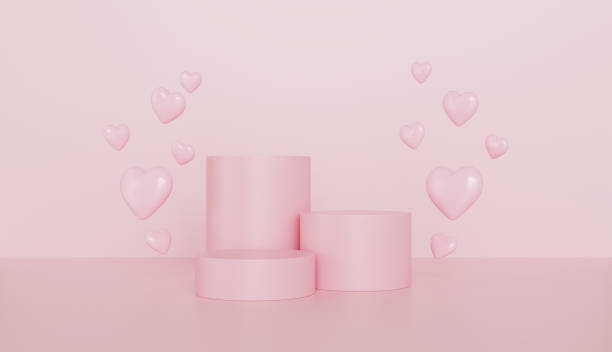 istock Pink Heart Display Stand Product Mockup Valentine s Day 2191294563