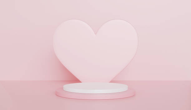 istock Pink Heart Shaped Background with Product Display Platform 2191294571