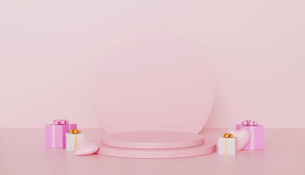 istock Pink Valentine s Day Gift Presentation Platform 2191294572