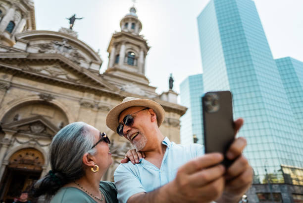 istock Couple taking selfie in Santiago, Chile 2191295529