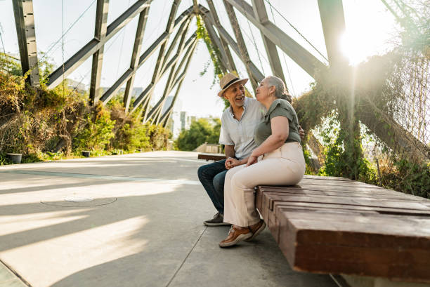 Couple talking in the city