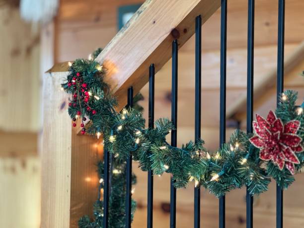 istock luxury christmas garland for staircase 2191305435