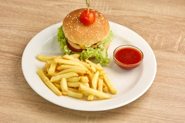 istock Chicken Burger with Fries and Sauce 2191306882