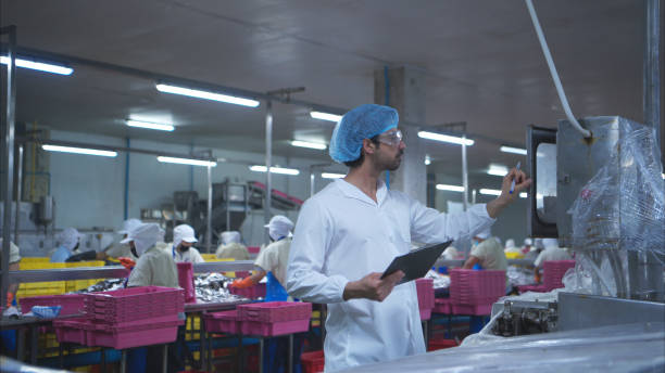 istock Production control supervisor inspects and controls the operation of each step in the production line of a canned fish factory 2191312174