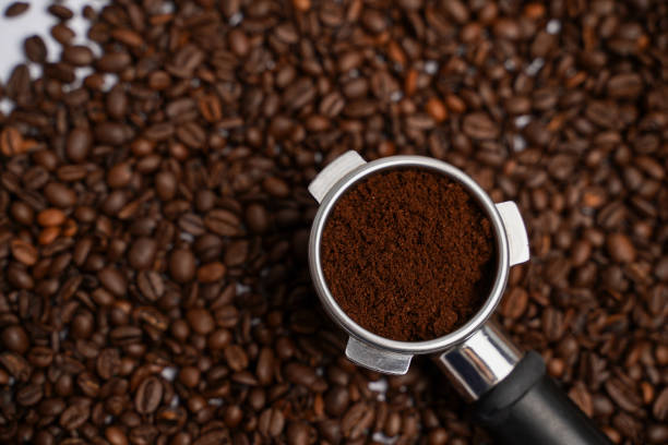 istock Holder for the coffee machine. Horn espresso coffee maker. Coffee beans. Ground coffee. 2191312789