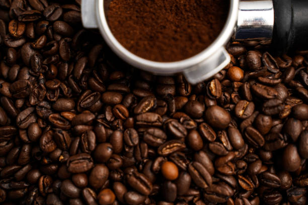 istock Holder for the coffee machine. Horn espresso coffee maker. Coffee beans. Ground coffee. 2191312829