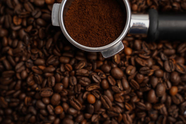 istock Holder for the coffee machine. Horn espresso coffee maker. Coffee beans. Ground coffee. 2191312830
