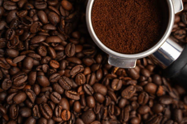 istock Holder for the coffee machine. Horn espresso coffee maker. Coffee beans. Ground coffee. 2191312844