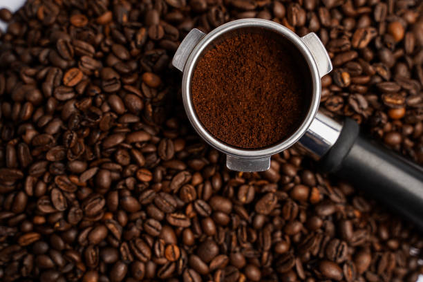 istock Holder for the coffee machine. Horn espresso coffee maker. Coffee beans. Ground coffee. 2191312845