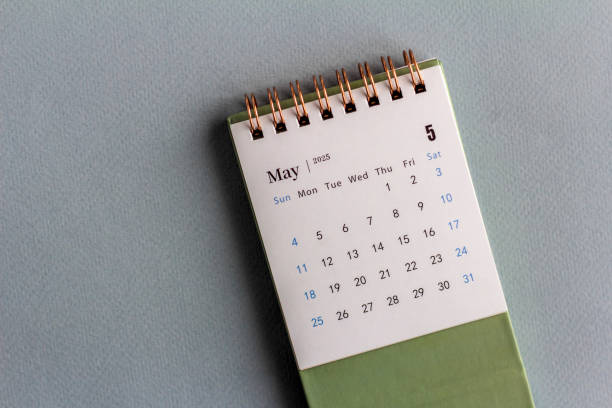 istock Desk calendar for May 2025 on a gray background. 2191313782