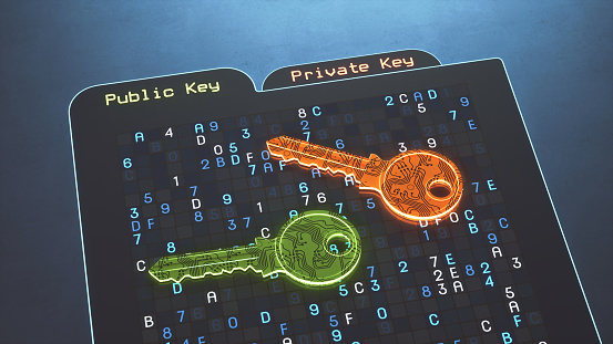 Public Key Cryptography Encryption Concept With Two Keys And Binary ...