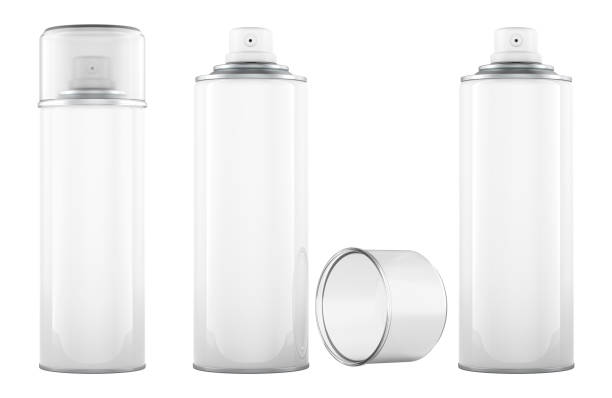 istock Metal bottle spray aerosols with cap and without. Mockup, template. 3D rendering 2191314037