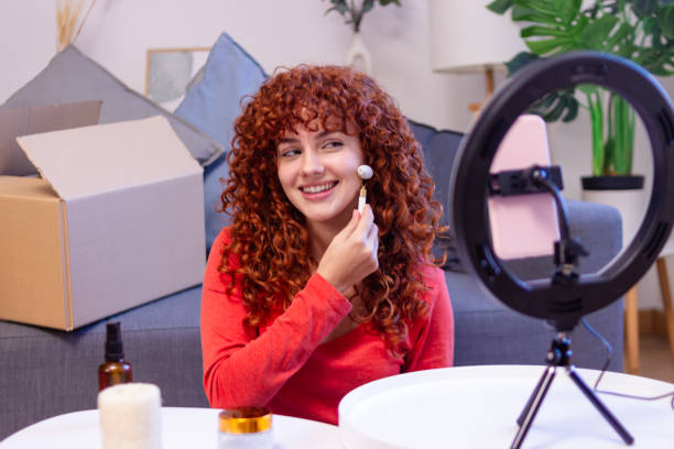 istock Influencer creating beauty content with jade roller for social media followers 2191314476