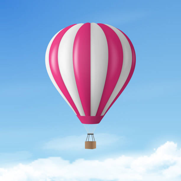 istock Vector Travel Banner with 3d Realistic Hot Air Balloon Icon on a Blue Sky Background. Design Template, Summer Vacation, Travelling, Tourism and Journey Concept 2191321460