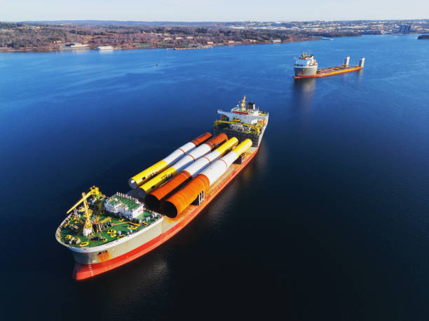 Ship Carries Wind Turbine Towers
