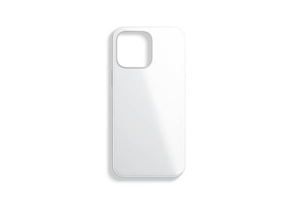 istock Blank white glossy phone case mockup, top view 2191323566