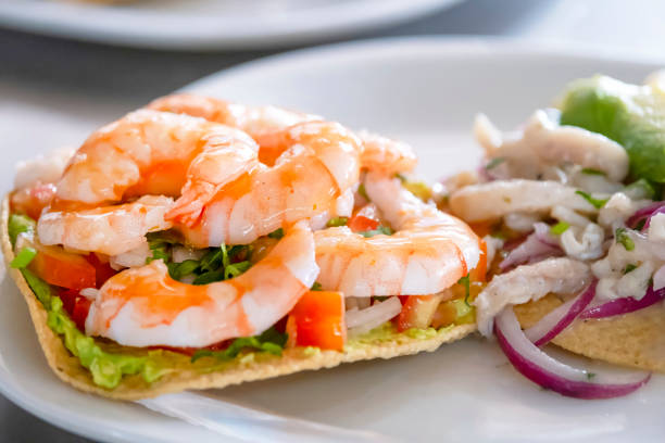 istock Guacamole and shrimp tostadas 2191325228