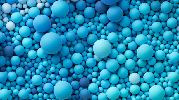 istock Colorful matte soft balls in ocean blue bright colors and different sizes. Background with many colored big and small random spheres. Flat lay with lots of different colored orbs. Vector background 2191327864