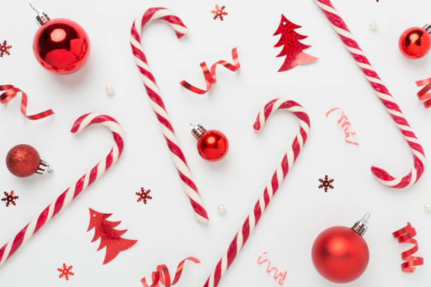 istock Christmas composition with lollipops on color background, top view 2191334652
