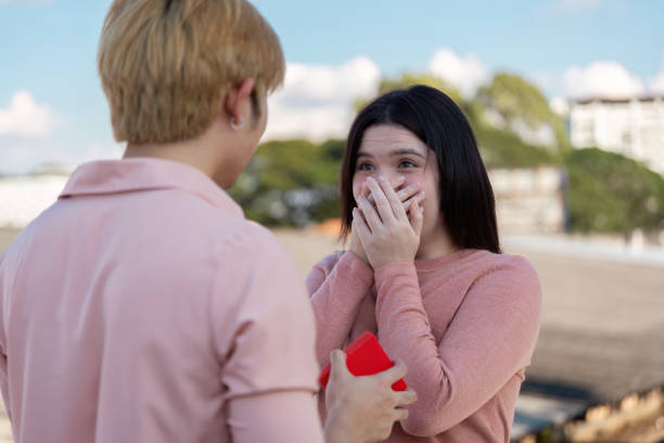 istock Valentine surprise proposal outdoor setting engaging couple moment romantic atmosphere heartfelt expression 2191346039
