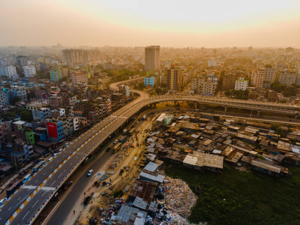 istock Dhaka Cityscape with Kalshi Flyover at Sunset 2191352395