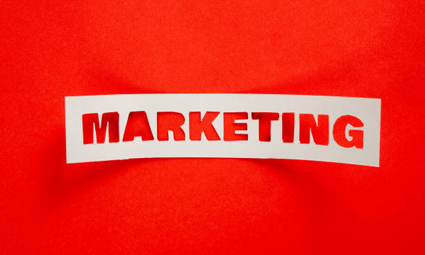 Marketing word text on paper cut out st
