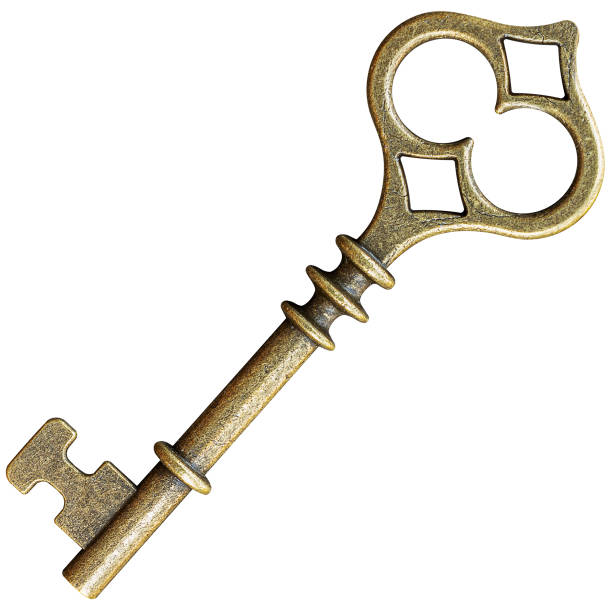 istock Golden old key isolated on white background with clipping path 2191354459