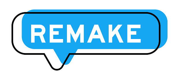 Remake Word Speech Banner And Blue Shade With Word Remake On White Background Stock ...