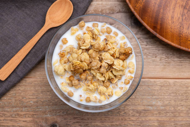 istock Overhead View of Granola Soaked in Milk on Table 2191358272