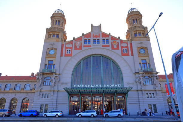 Prague, Czech–September 8th, 2024: Prague Main Railway Station (Praha hlavni nadrazi) in Prague Czech (Praha, Czechia)