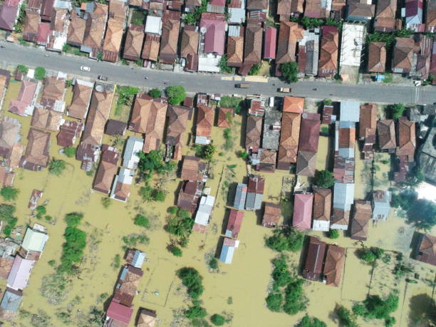 istock Flooded Village Aerial View 2191364359