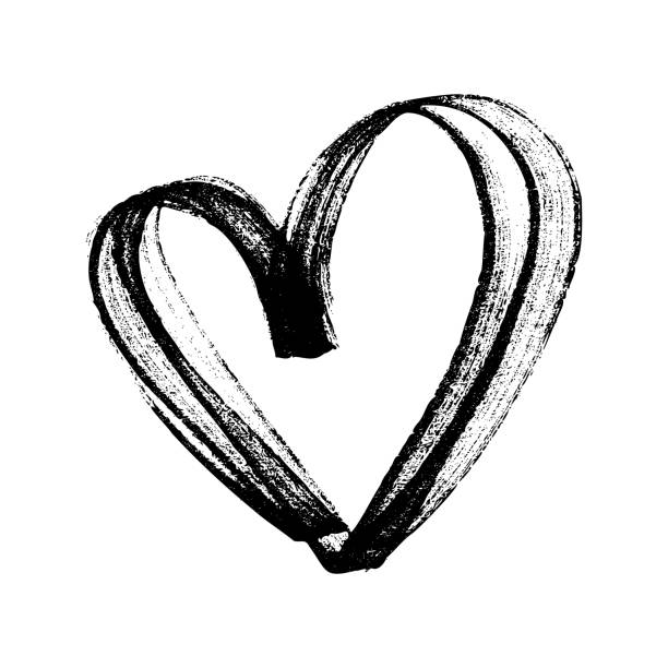 Hand drawn Black Heart Icon. Cute doodle love sign isolated on white background. Scribble heart shape drawn with marker. Vector illustration