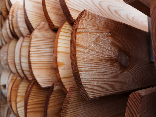 istock Naturally Finished Knotty Pine Lumber Stacked for Construction 2191379372