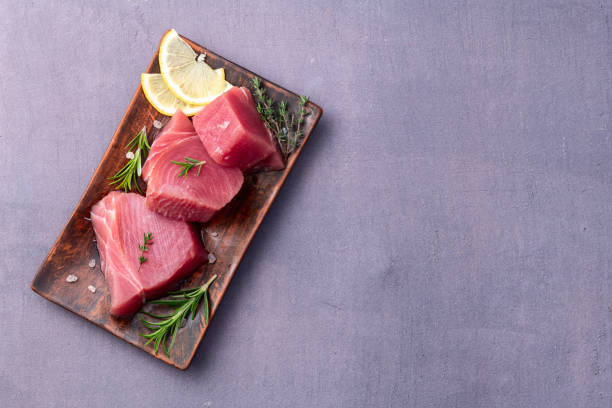 istock Raw tuna steak ( fillet ) photography . Top view 2191380388