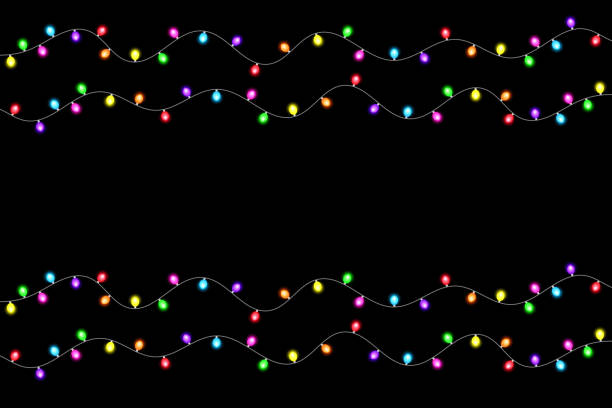 istock Christmas Light On Black Background. Happy New Year Wallpaper. Birthday Banner. Vector Illustration 2191388145
