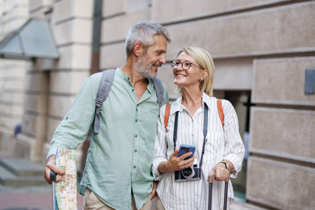 istock Happy senior couple on vacation 2191388303
