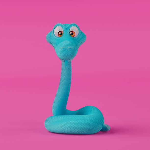 istock Blue Cartoon Snake Character Person in Duotone Style. 3d Rendering 2191391011