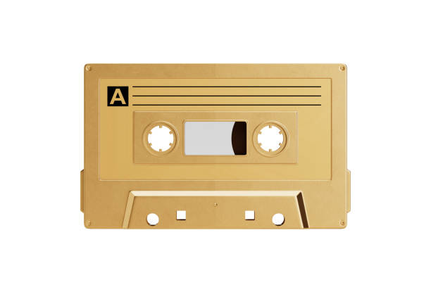 istock Golden Old Vintage Audio Cassette Tape Mock Up. 3d Rendering 2191391065