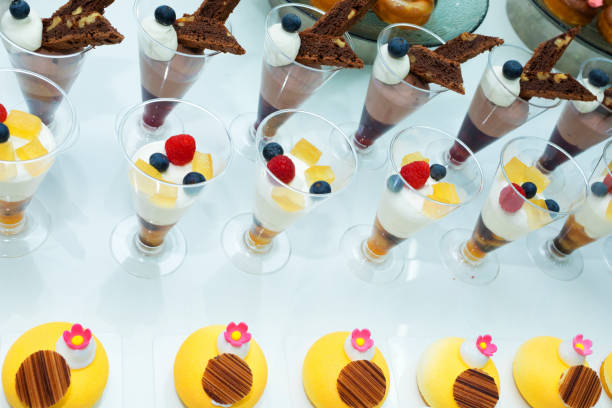 Individual Trifle with Peaches, Custard, Jelly and Sponge
