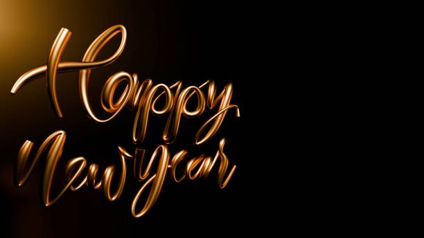 istock Text Happy New Year in gold. 2191397366