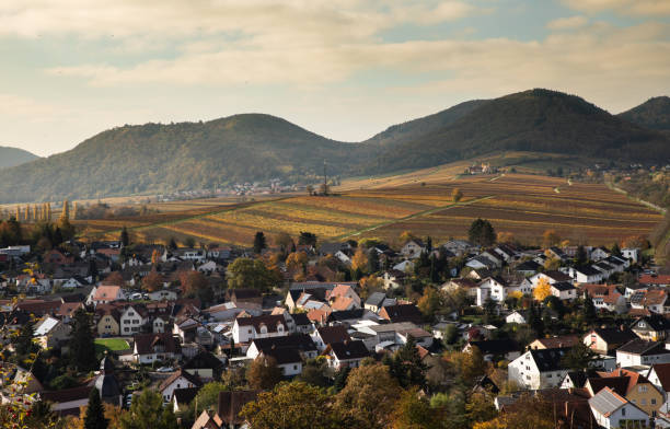 Panoramic view from the little Kalmit viewpoint over Ilbesheim city in the German Southern Wine Route