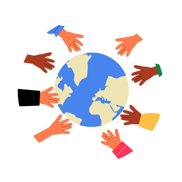 istock Hands Of Diverse Individuals Reaching Toward Earth In Flat Vector Illustration Symbolizing Unity, Diversity, And Global Cooperation, Isolated On White Background 2191405193