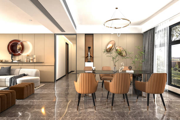 istock 3d render of living room and dining space 2191405660
