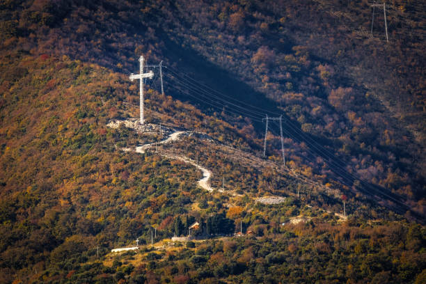 istock Big cross monument at Boko-kotor bay in Montenegro 2191406781