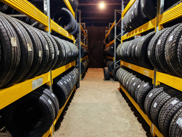 istock Stack of tires for sale in warehouse 2191413657