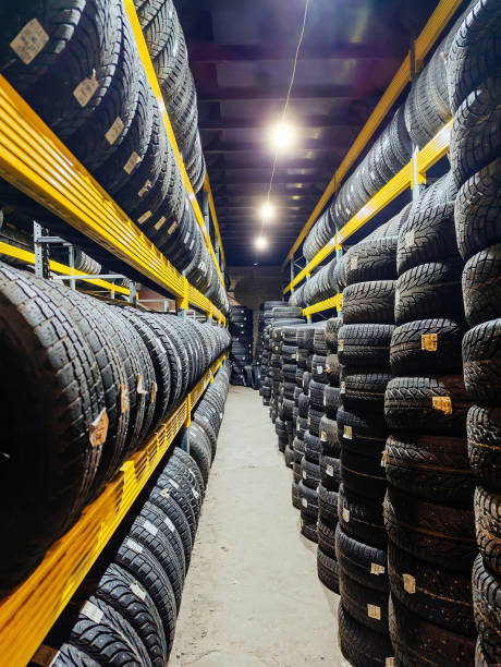 istock Stack of tires for sale in warehouse 2191413665