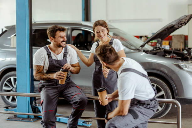 istock Happy Man and Woman Enjoying Break at Work 2191413878