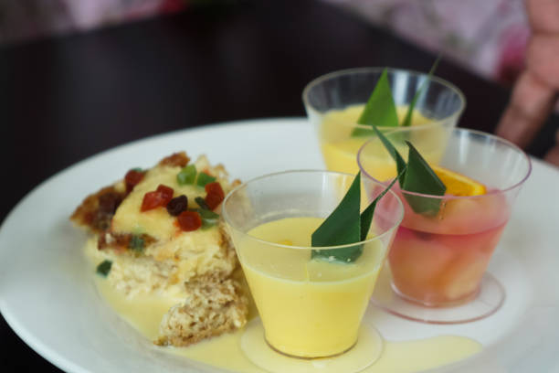 Variety of dessert in a white plate